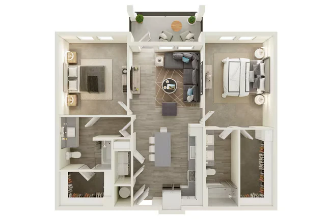 B1 - Two Bedroom, Two Bathroom 7-105 floor plan
